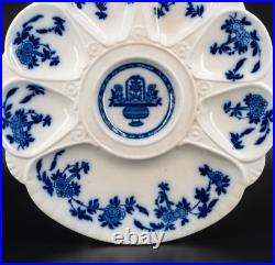 Antique 19th Century Minton's Porcelain Delft Blue and White Oyster Plate