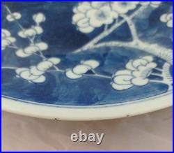 Antique 19th century Chinese Blue and white porcelain Prunus Charger dish plate