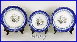 Antique 3 Flensburg Faience Ironware Blue Plates with Prussian Eagles ca. 1849