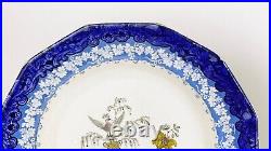 Antique 3 Flensburg Faience Ironware Blue Plates with Prussian Eagles ca. 1849