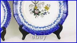 Antique 3 Flensburg Faience Ironware Blue Plates with Prussian Eagles ca. 1849