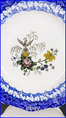 Antique 3 Flensburg Faience Ironware Blue Plates with Prussian Eagles ca. 1849