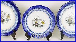 Antique 3 Flensburg Faience Ironware Blue Plates with Prussian Eagles ca. 1849