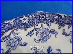 Antique ALFRED BULLOCK c. 1887 5 Earthenware Blue POONAH Pattern Plates Dia 22cm
