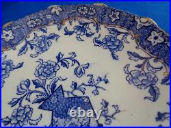 Antique ALFRED BULLOCK c. 1887 5 Earthenware Blue POONAH Pattern Plates Dia 22cm