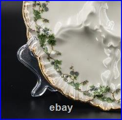 Antique Belgian DE FUISSEAUX Gold Trim Porcelain Oyster Plate FREE SHIPPING