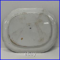 Antique Blue White 19th Serving Meat Platter Plate Cauldon England 57cm Turkey