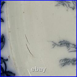 Antique Blue White 19th Serving Meat Platter Plate Cauldon England 57cm Turkey