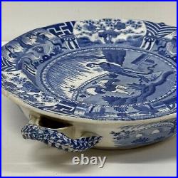 Antique Blue & White Ceramic Warming Plate Spode Georgian Lange Lijsen pattern