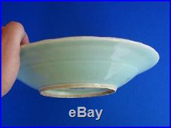 Antique Blue White Chinese Celadon Plate Charger Signed