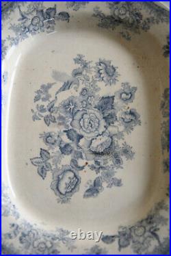 Antique Blue & White Floral Platter Serving Meat Plate Tableware