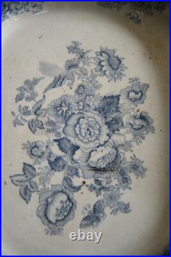 Antique Blue & White Floral Platter Serving Meat Plate Tableware