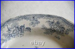 Antique Blue & White Floral Platter Serving Meat Plate Tableware