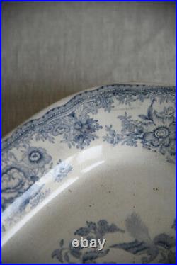 Antique Blue & White Floral Platter Serving Meat Plate Tableware