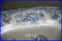 Antique Blue & White Floral Platter Serving Meat Plate Tableware