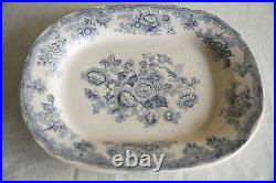 Antique Blue & White Floral Platter Serving Meat Plate Tableware