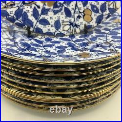 Antique Blue White Gold 11 Brownfield's China Plates Hummingbirds & Butterflies