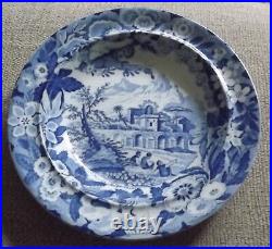 Antique Blue & White Pearlware Soup Plate Cherubs Don Pottery C. 1820