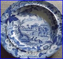 Antique Blue & White Pearlware Soup Plate Cherubs Don Pottery C. 1820