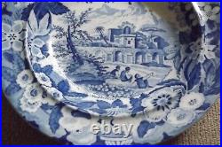 Antique Blue & White Pearlware Soup Plate Cherubs Don Pottery C. 1820