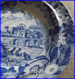 Antique Blue & White Pearlware Soup Plate Cherubs Don Pottery C. 1820