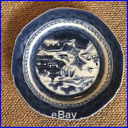 Antique Blue White Plate Chinese Export Canton Nanking Porcelain