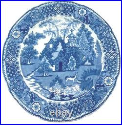 Antique Blue & White Plate Fallow Spotted Deer Bovey Tracey Pottery Devon Ca1820