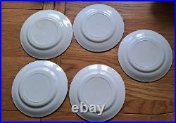 Antique Blue & White Platter, Creamer, 14 Plates, 3 Dip Bowls, 1 Lid Sugar Bowl
