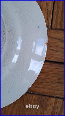 Antique Blue & White Platter, Creamer, 14 Plates, 3 Dip Bowls, 1 Lid Sugar Bowl