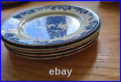 Antique Blue & White Platter, Creamer, 14 Plates, 3 Dip Bowls, 1 Lid Sugar Bowl