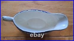 Antique Blue & White Platter, Creamer, 14 Plates, 3 Dip Bowls, 1 Lid Sugar Bowl