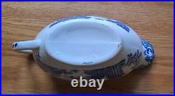 Antique Blue & White Platter, Creamer, 14 Plates, 3 Dip Bowls, 1 Lid Sugar Bowl