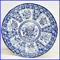 Antique Blue and White Floral Dinner Plates Set of 2 Decorative Transferware