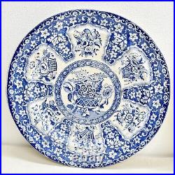 Antique Blue and White Floral Dinner Plates Set of 2 Decorative Transferware