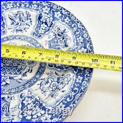 Antique Blue and White Floral Dinner Plates Set of 2 Decorative Transferware