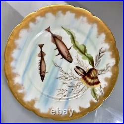 Antique CFH GDM Charles Field Haviland Limoges Fish Plates c1888