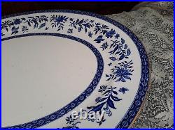 Antique Charles Ford blue & white Flowers, birds & insects meat platter 21.30