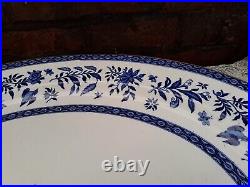 Antique Charles Ford blue & white Flowers, birds & insects meat platter 21.30