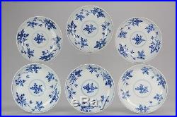 Antique Chinese 1700 Kangxi Period Batavian Blue White Dinner Set Marked with