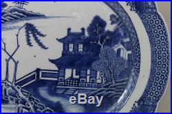 Antique Chinese 18th Century Qianlong Period Blue &White Platter Plate Landscape
