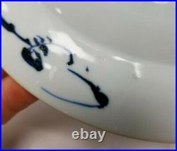 Antique Chinese 19th Century Underglaze BLue and White PLate Scholars Objects