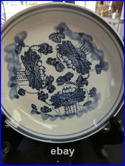 Antique Chinese Blue And White Hand Painted Plate Circa