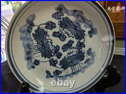 Antique Chinese Blue And White Hand Painted Plate Circa