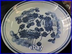 Antique Chinese Blue And White Hand Painted Plate Circa