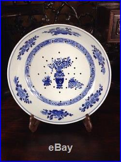 Antique Chinese Blue And White Plate 18th Century Qianlong Period