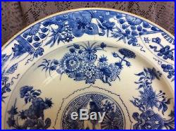 Antique Chinese Blue And White Plate Kangxi Periode, (1662-1722)