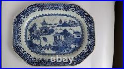 Antique Chinese Blue And White Platter Meat Plate 19th Century