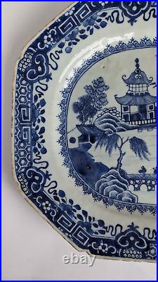 Antique Chinese Blue And White Platter Meat Plate 19th Century