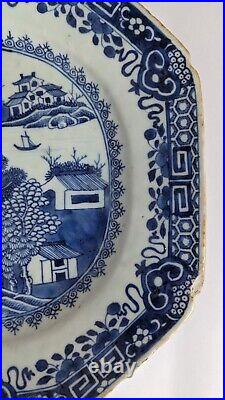 Antique Chinese Blue And White Platter Meat Plate 19th Century