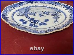 Antique Chinese Blue And White Porcelain Platter Plate. Qianlong Period